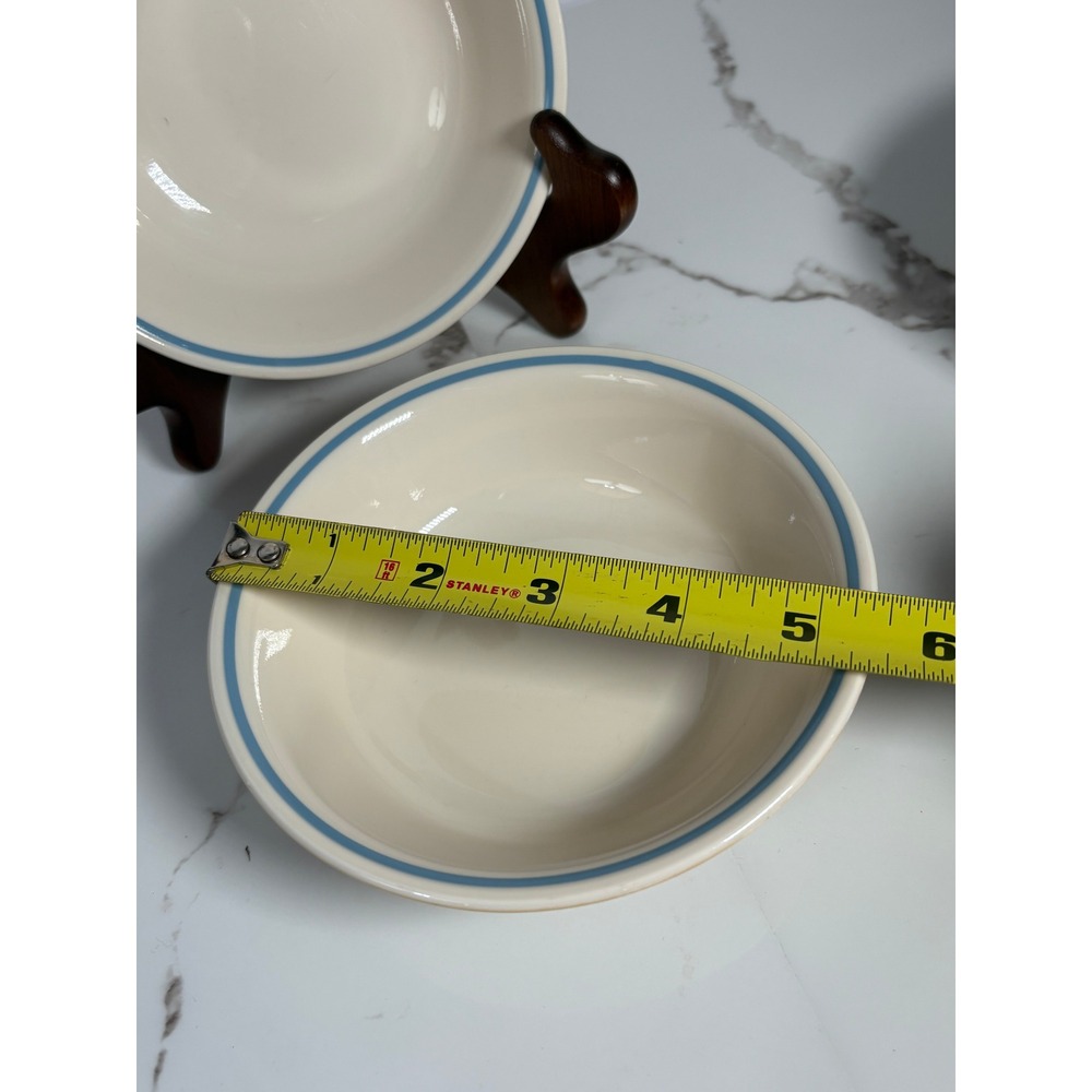 Corelle Livingware Morning Blue 6.25" Vintage Cereal Bowls Set of 6 Blue Rim - Picture 4 of 4